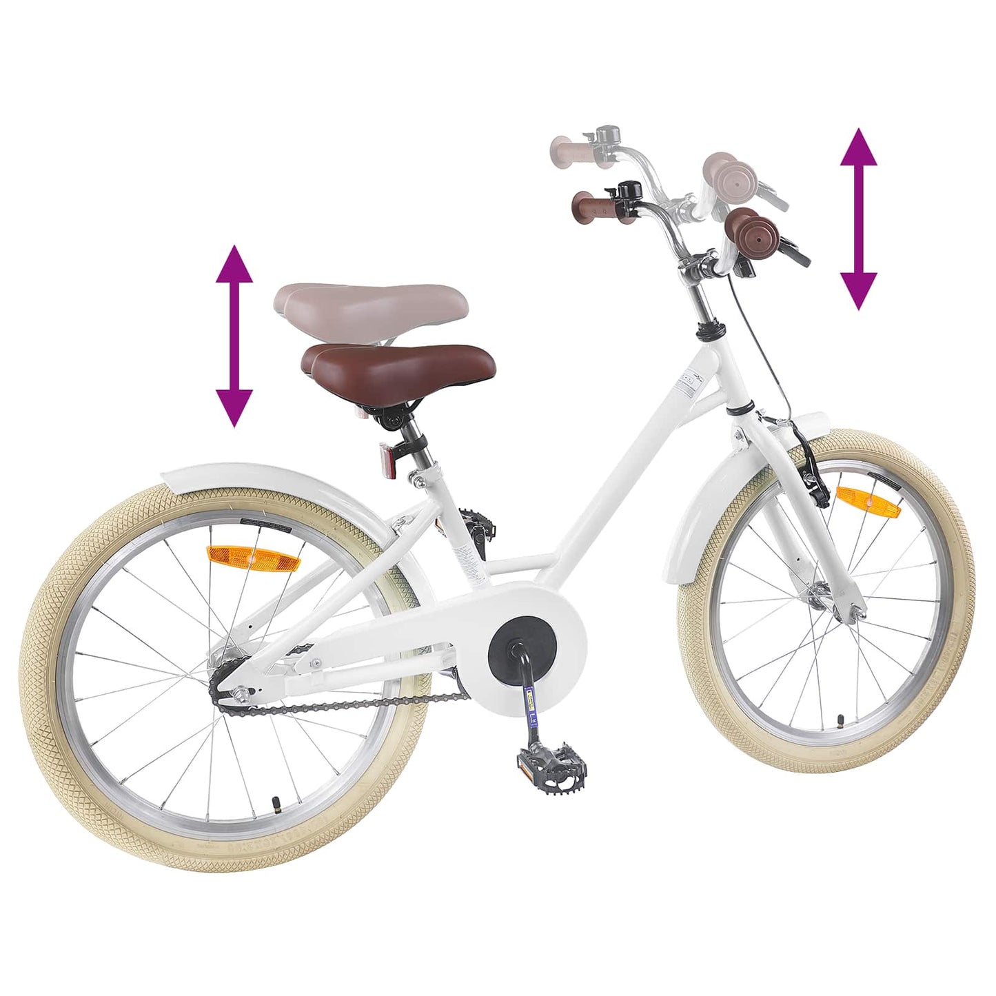 Børnecykel 18 tommer til 5-7 år gammel Hvid