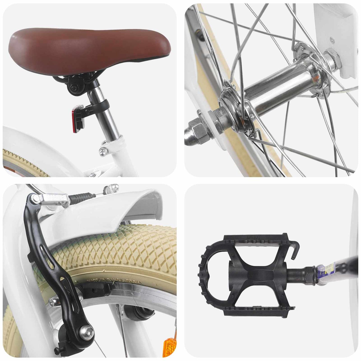Børnecykel 20 tommer til børn i alderen 6-11 år Hvid