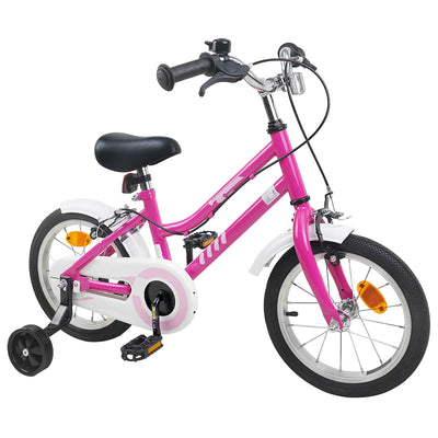Børnecykel 14 tommer anbefalet til 3-5 år gammel Pink Hvid