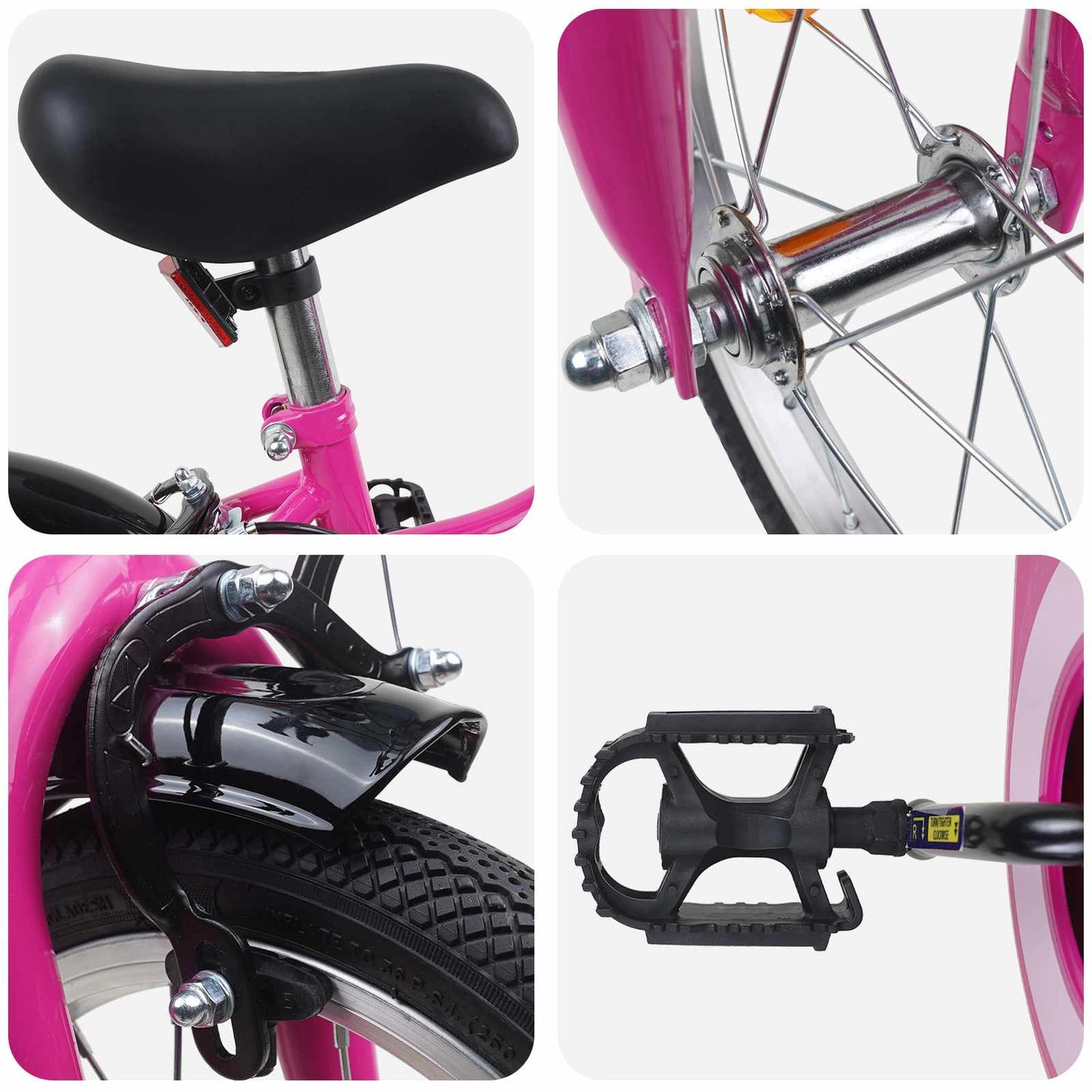 Børnecykel 16 tommer til 4-6 år gamle Pink Sort