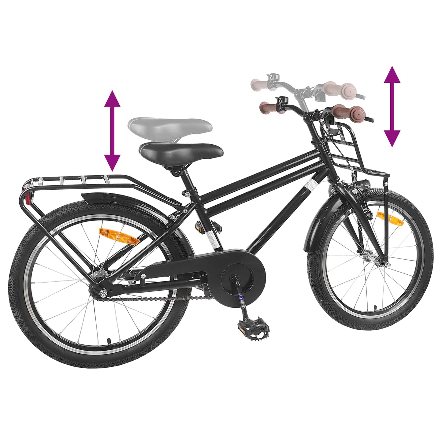 Børnecykel 18 tommer til 5-7 år gammel Sort