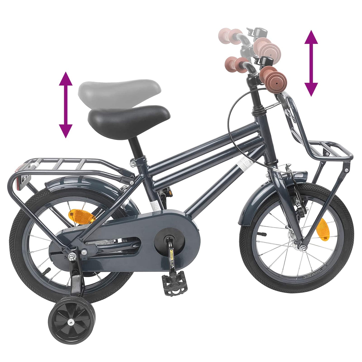 Børnecykel 16 tommer til 4-6 år gamle Mørkegrå