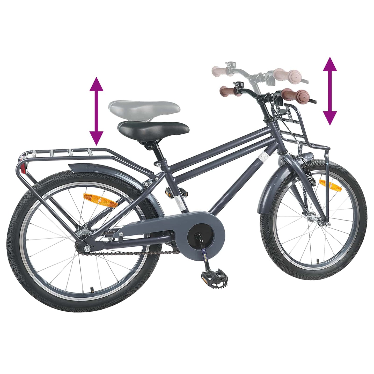Børnecykel 22 tommer til 7-12 år gammel Mørkegrå