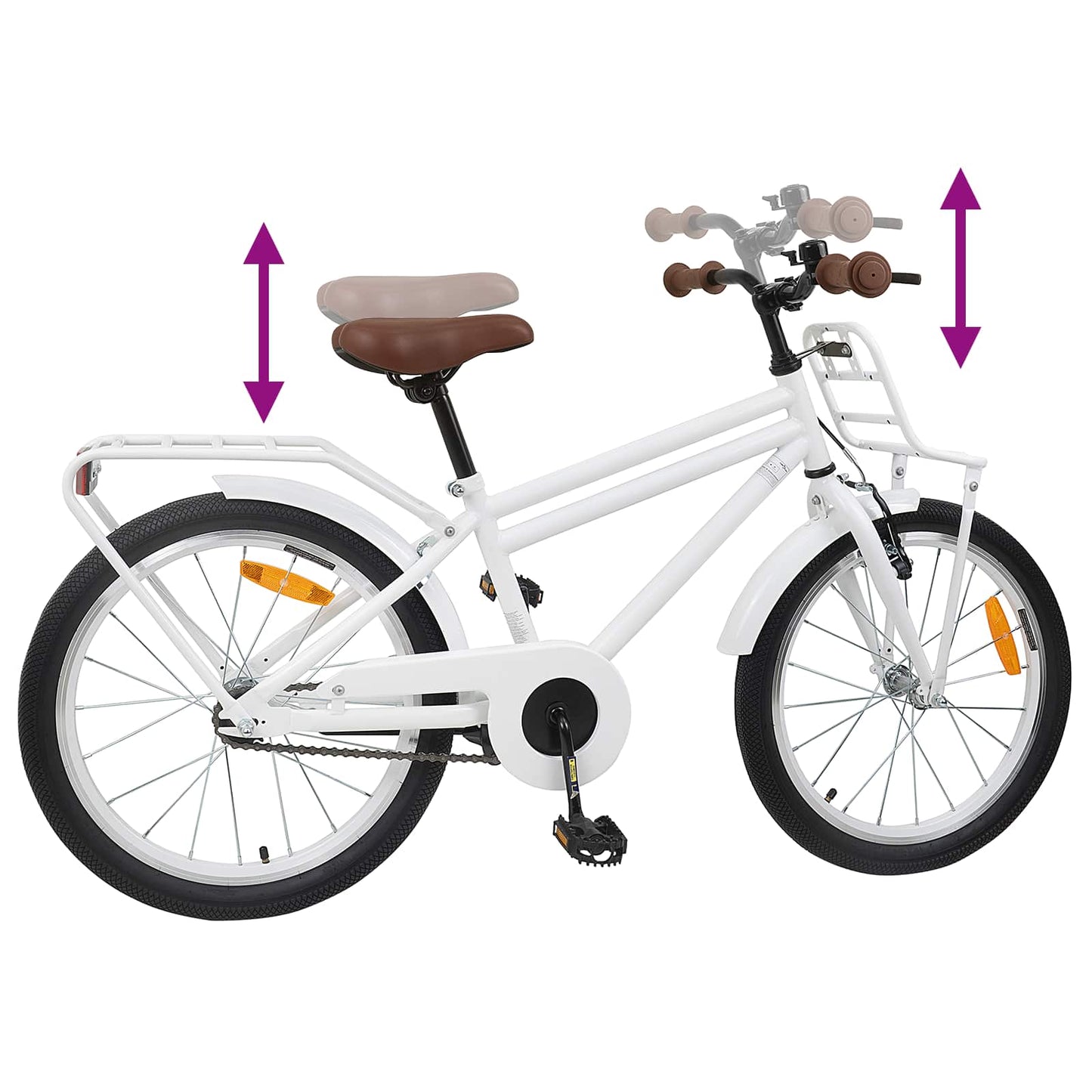 Børnecykel 18 tommer til 5-7 år gammel Hvid