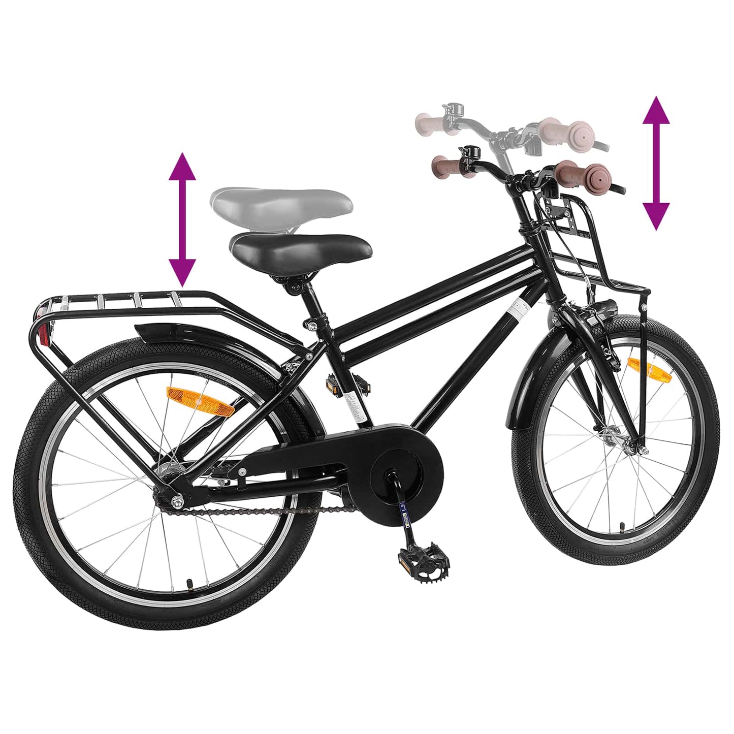 Børnecykel 18 tommer til 5-7 år gammel Sort