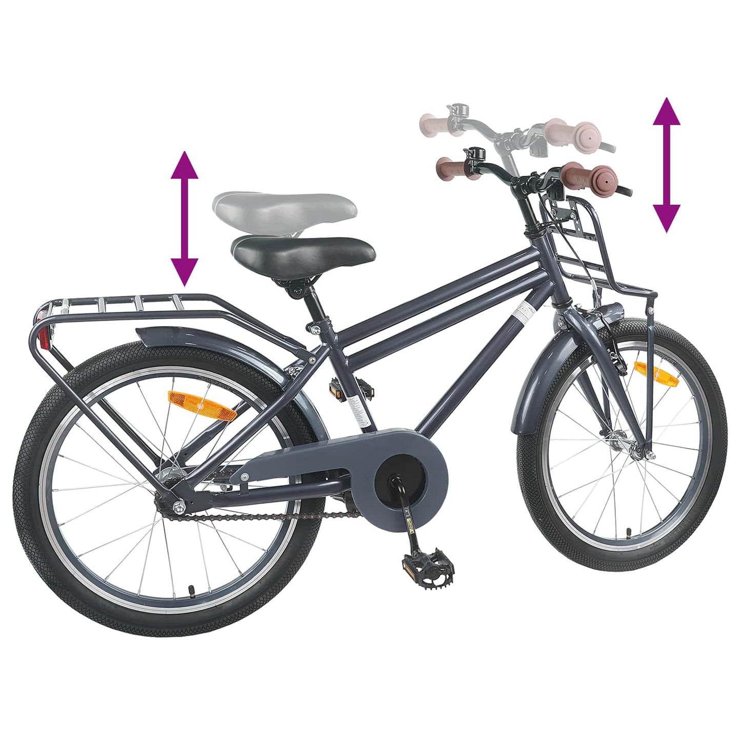 Børnecykel 22 tommer til 7-12 år gammel Mørkegrå