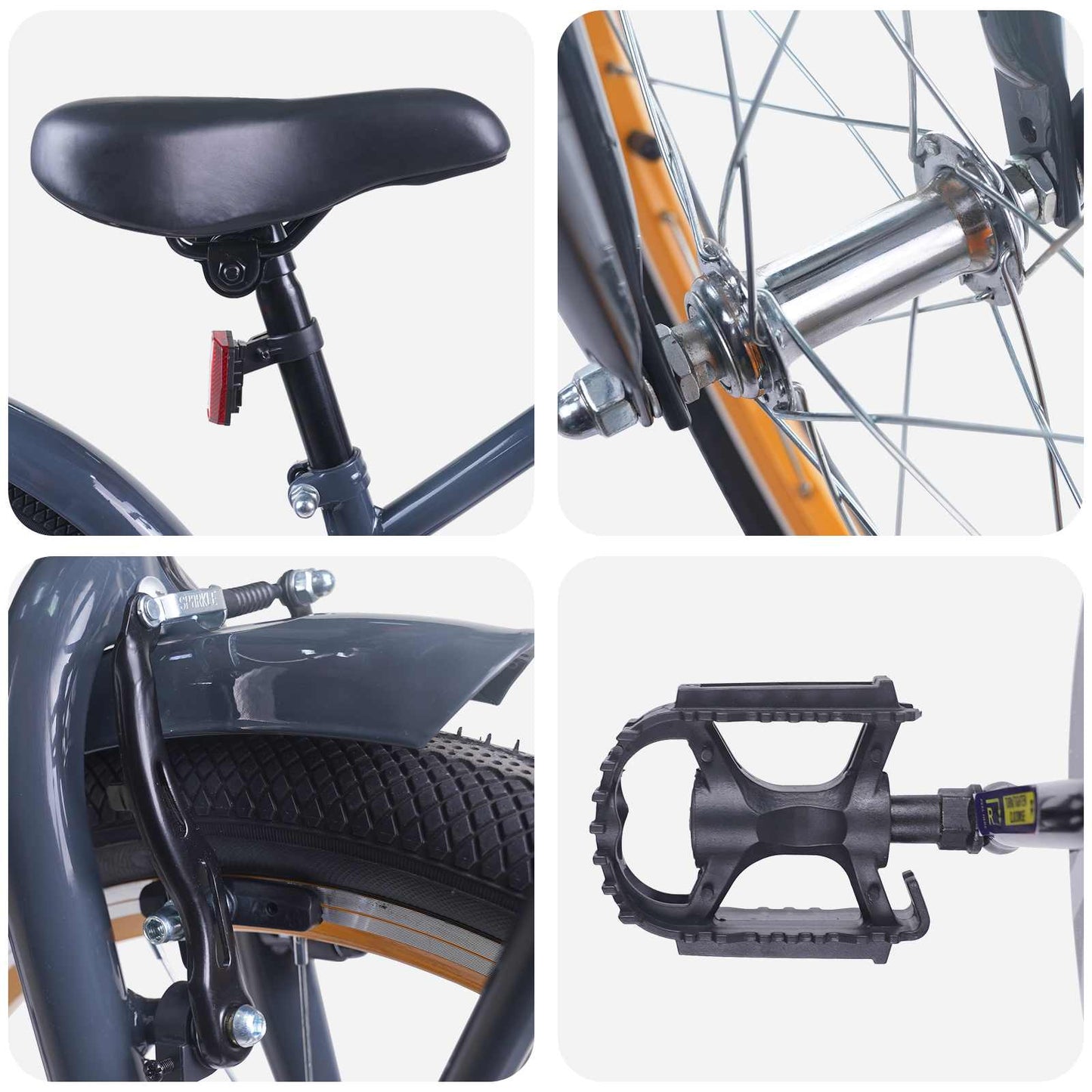 Børnecykel 18 tommer til 5-7 år gammel Mørkegrå
