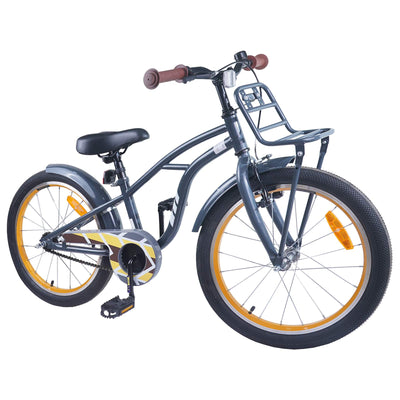 Børnecykel 18 tommer til 5-7 år gammel Mørkegrå