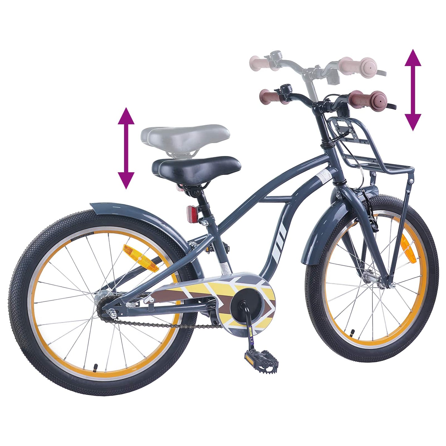 Børnecykel 20 tommer til børn i alderen 6-11 år Mørkegrå