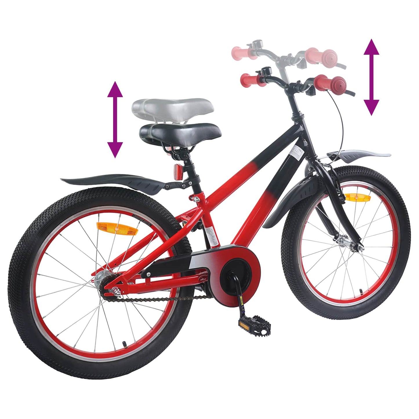 Børnecykel 18 tommer til 5-7 år gammel Rød Sort
