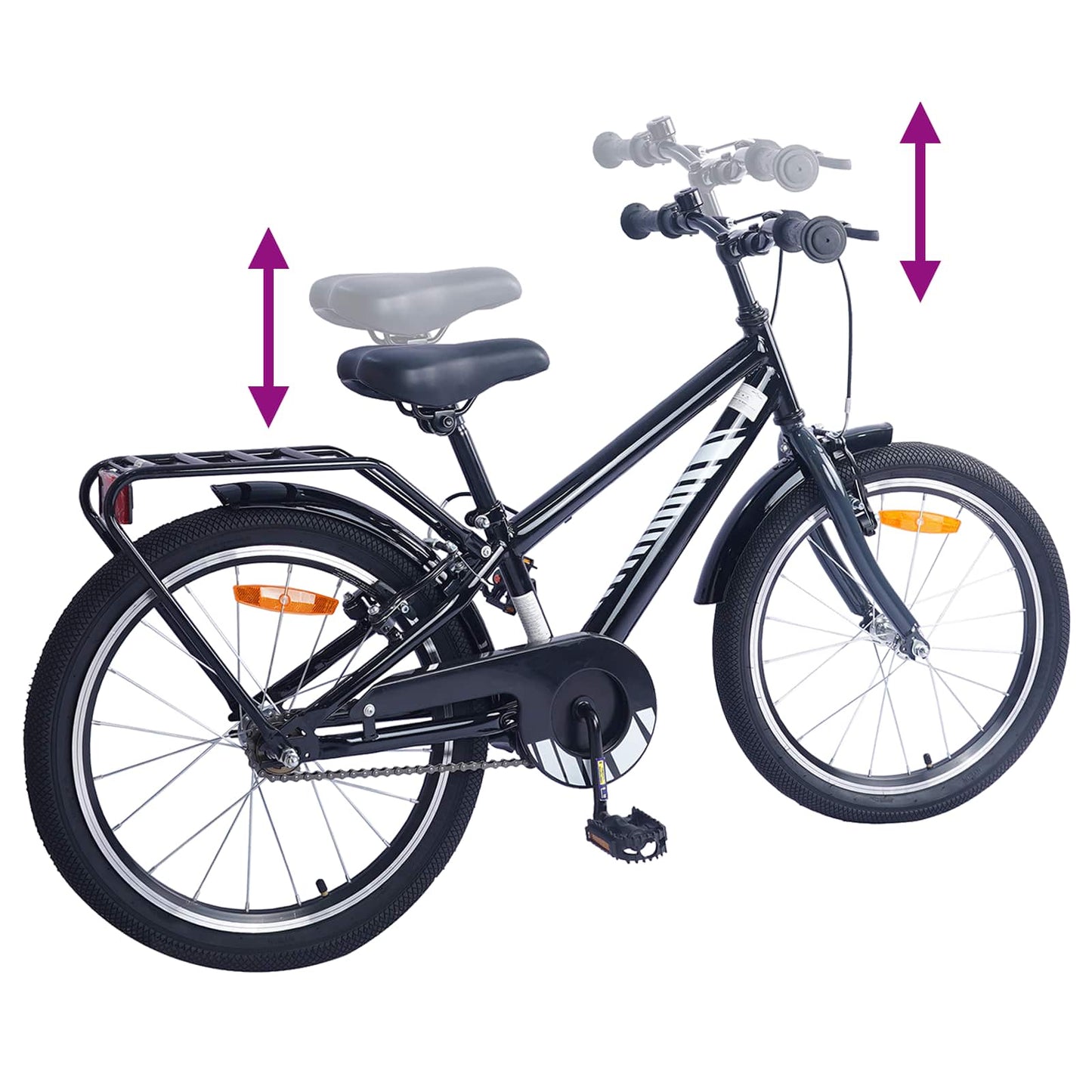 Børnecykel 20 tommer til børn i alderen 6-11 år Sort