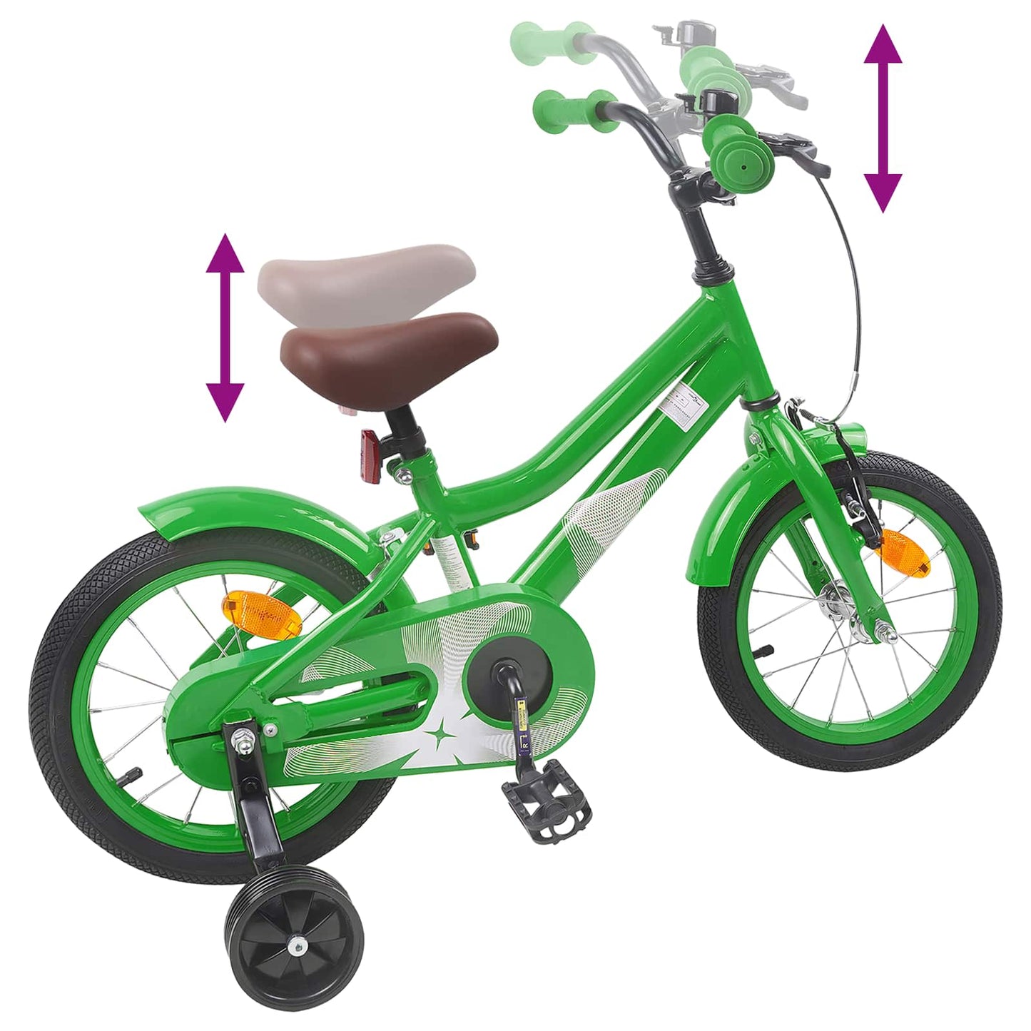 Børnecykel 14 tommer anbefalet til 3-5 år gammel Grøn