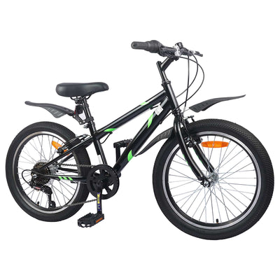 Børnecykel 20 tommer 6-Speed til børn i alderen 6-11 år Sort