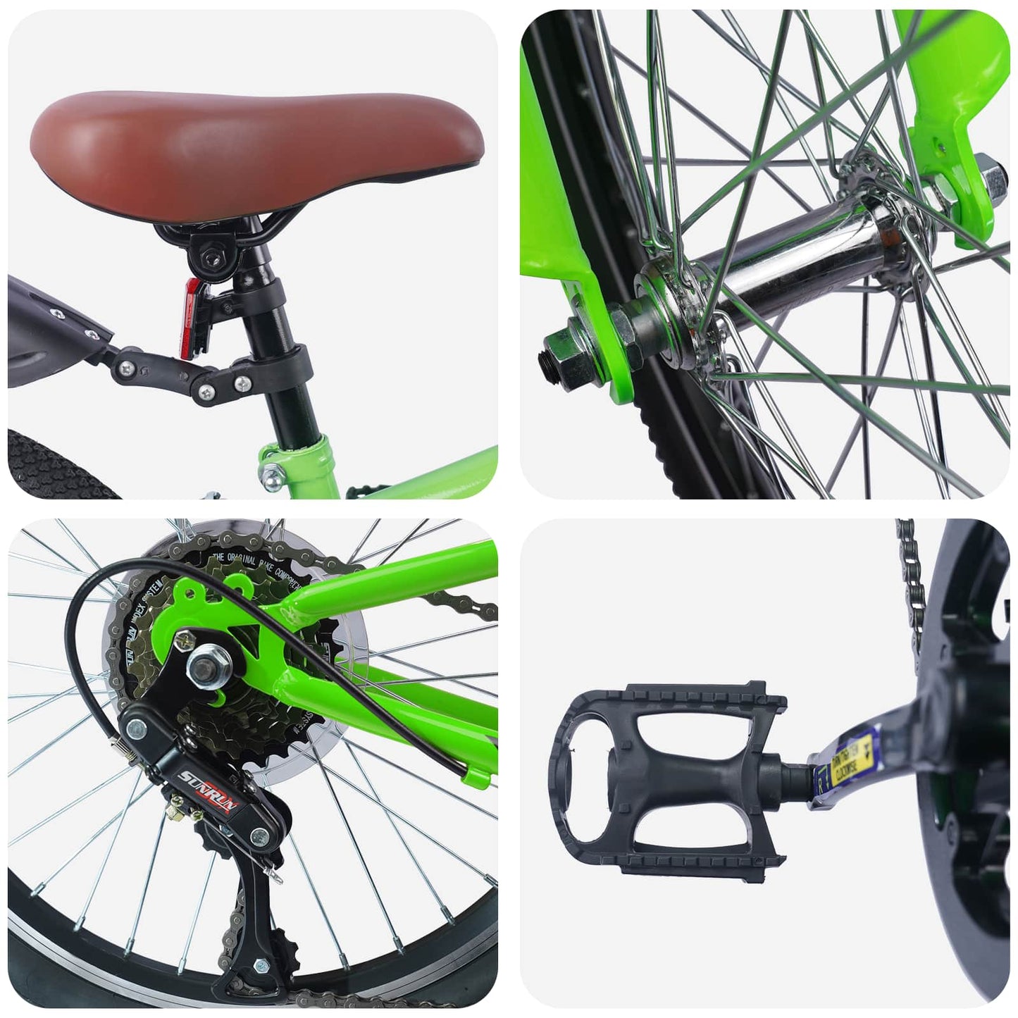 Børnecykel 20 tommer 6-Speed til børn i alderen 6-11 år Grøn