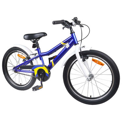 Børnecykel 18 tommer til 5-7 år gammel Blå hvid