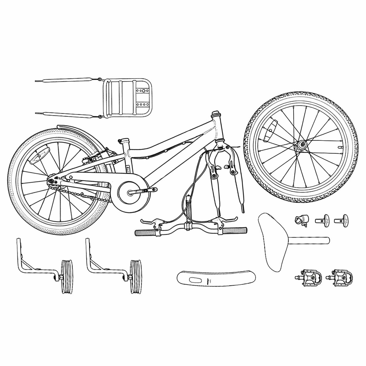 Børnecykel 14 tommer anbefalet til 3-5 år gammel Orange og Sort