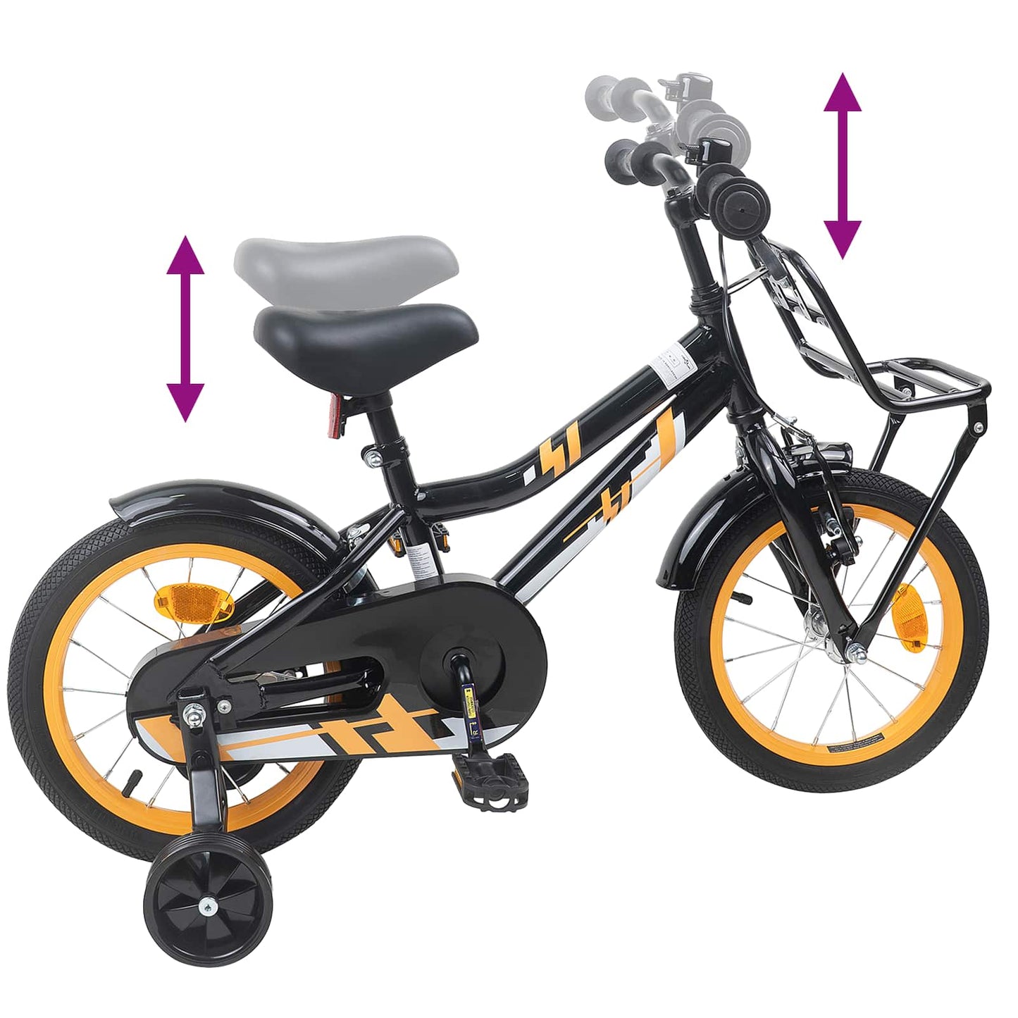 Børnecykel 16 tommer til 4-6 år gamle Orange Sort