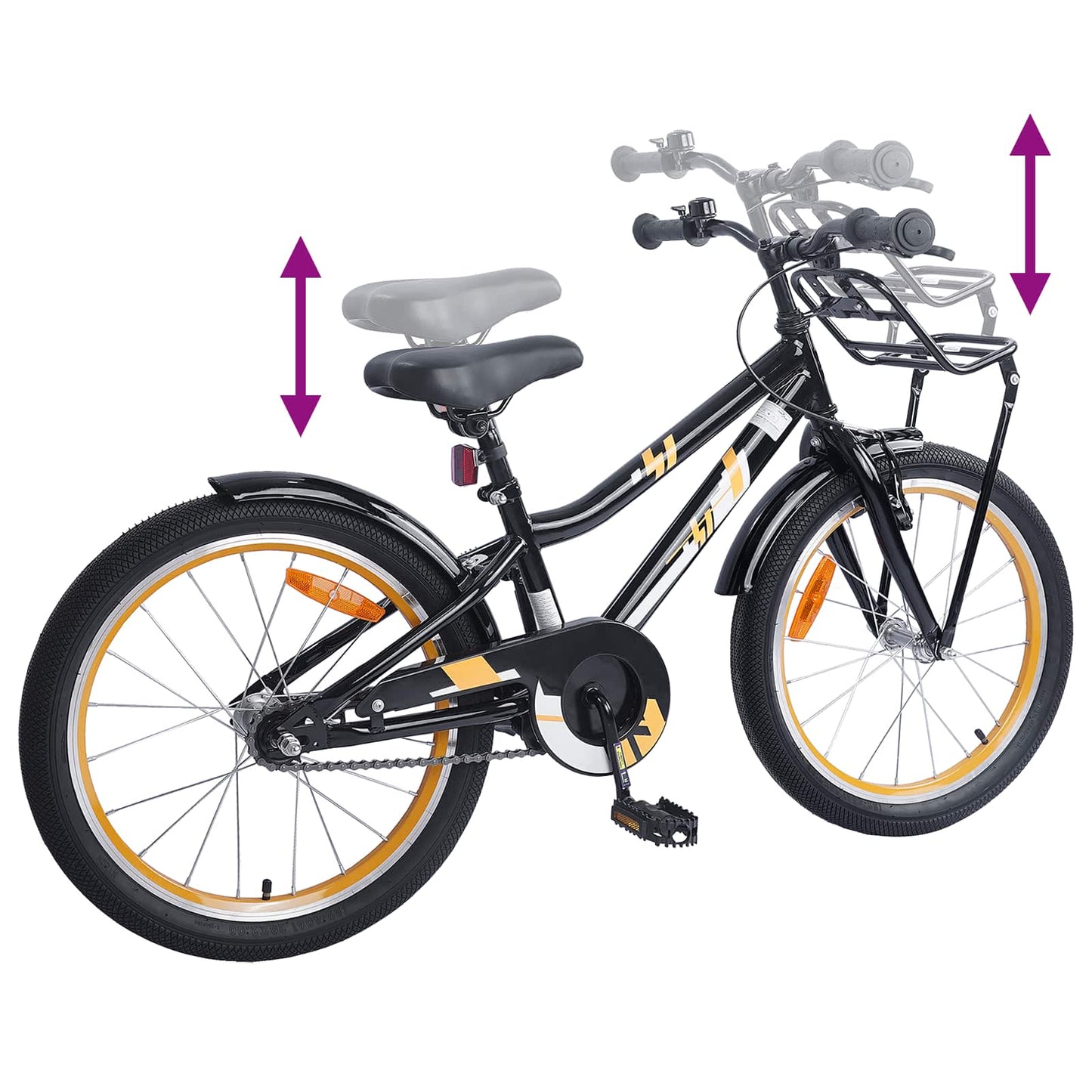 Børnecykel 20 tommer til børn i alderen 6-11 år Orange Sort
