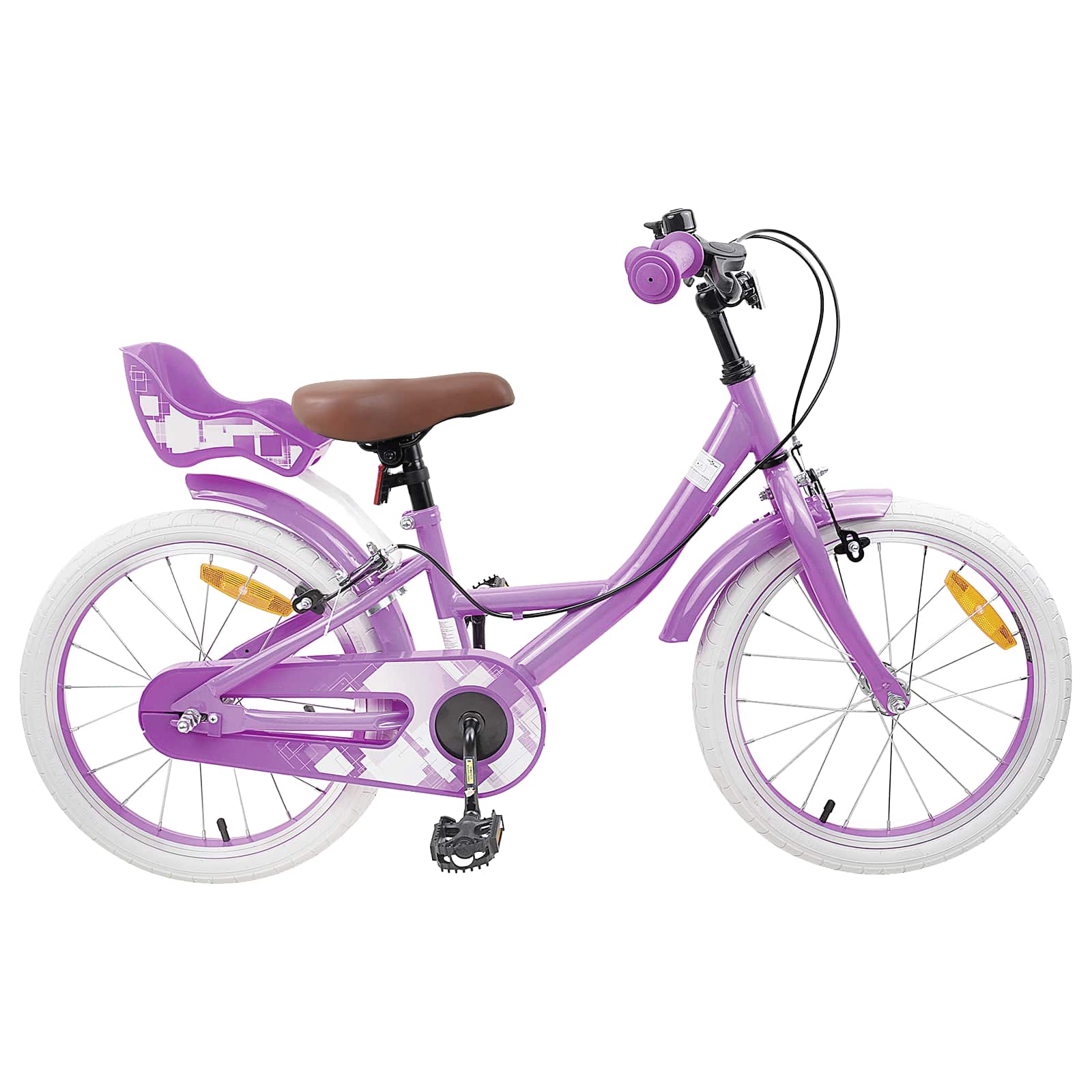 Børnecykel 18 tommer til 5-7 år gammel Lilla billede