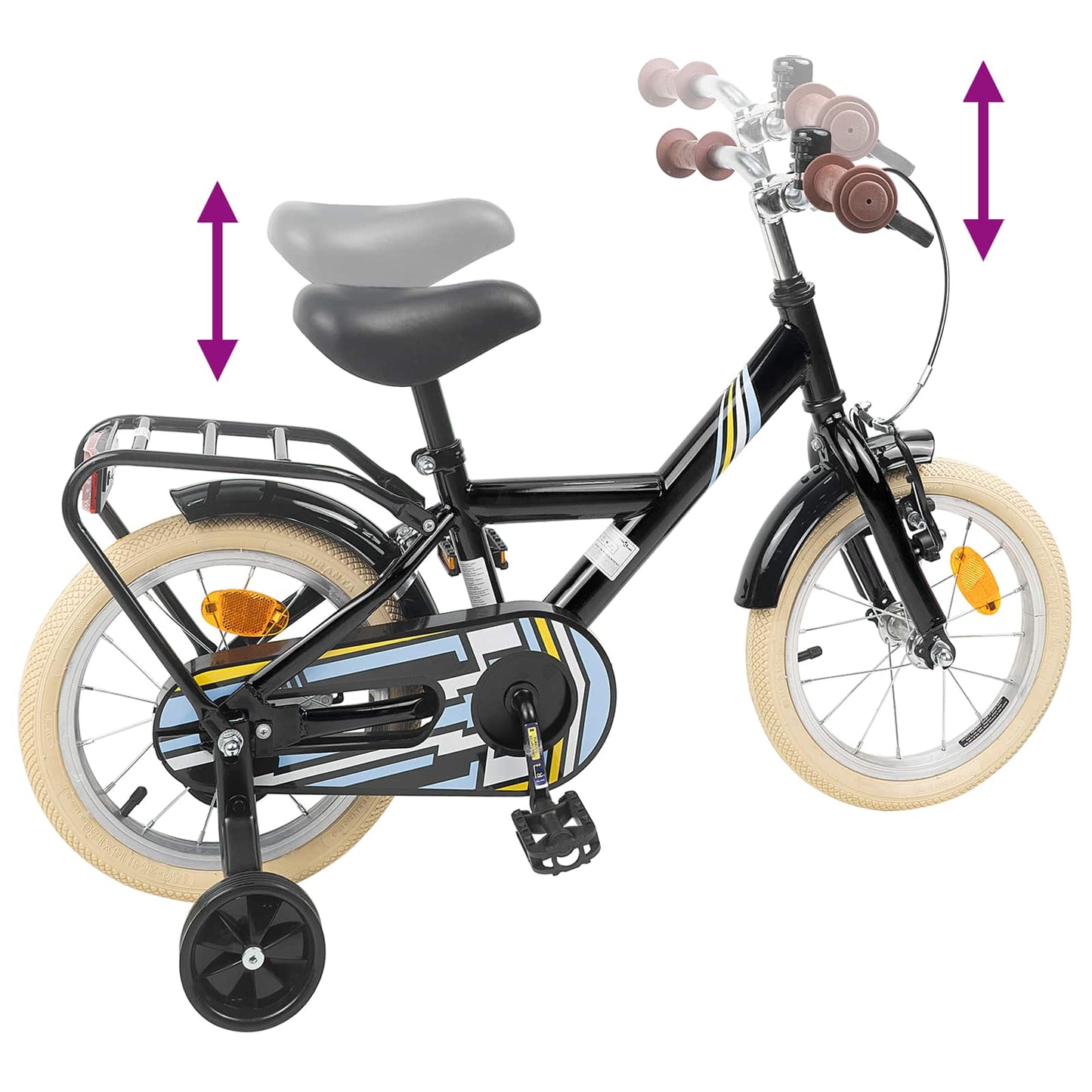 Børnecykel 14 tommer anbefalet til 3-5 år gammel Sort