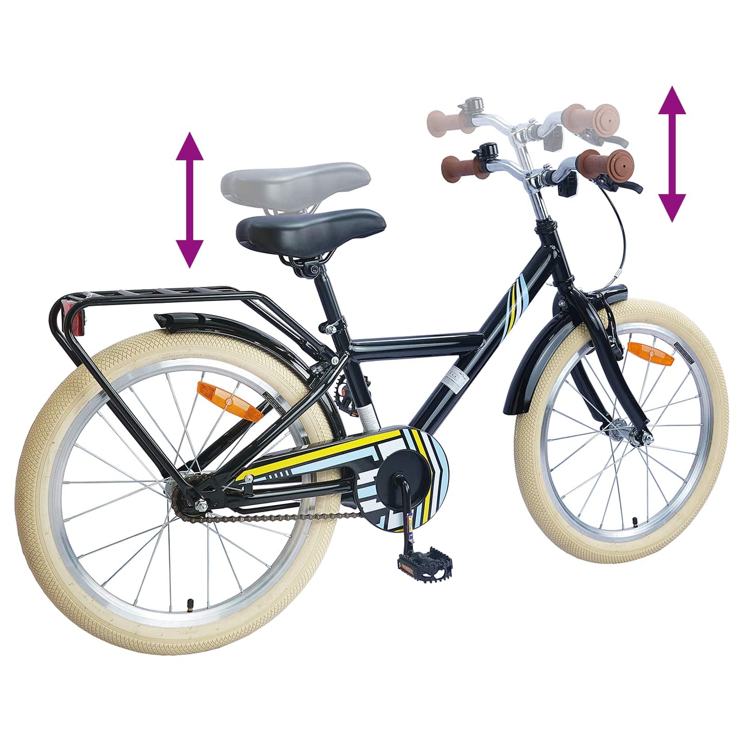 Børnecykel 18 tommer til 5-7 år gammel Sort