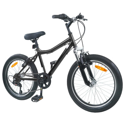Børnecykel 20 tommer 6-Speed til børn i alderen 6-11 år Sort