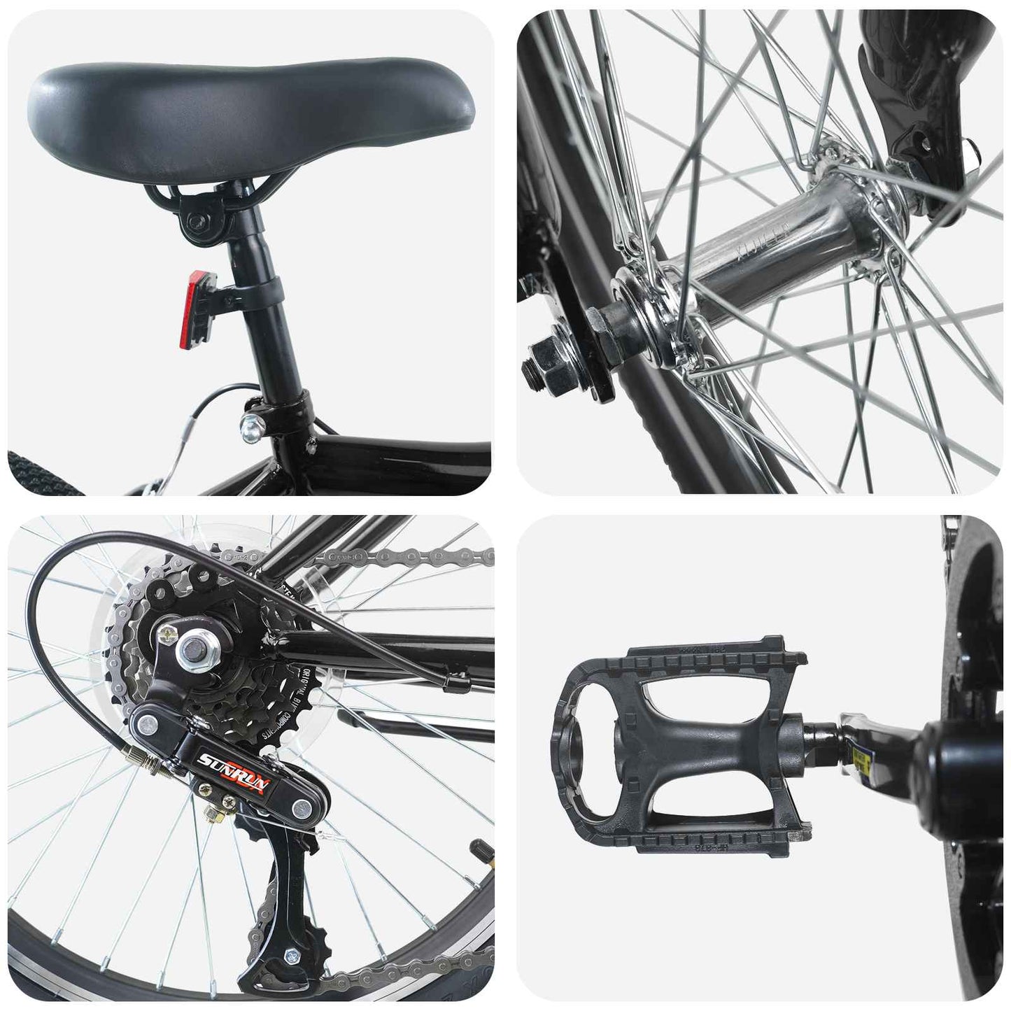 Børnecykel 24 tommer 6-Speed til 8-12 år Sort