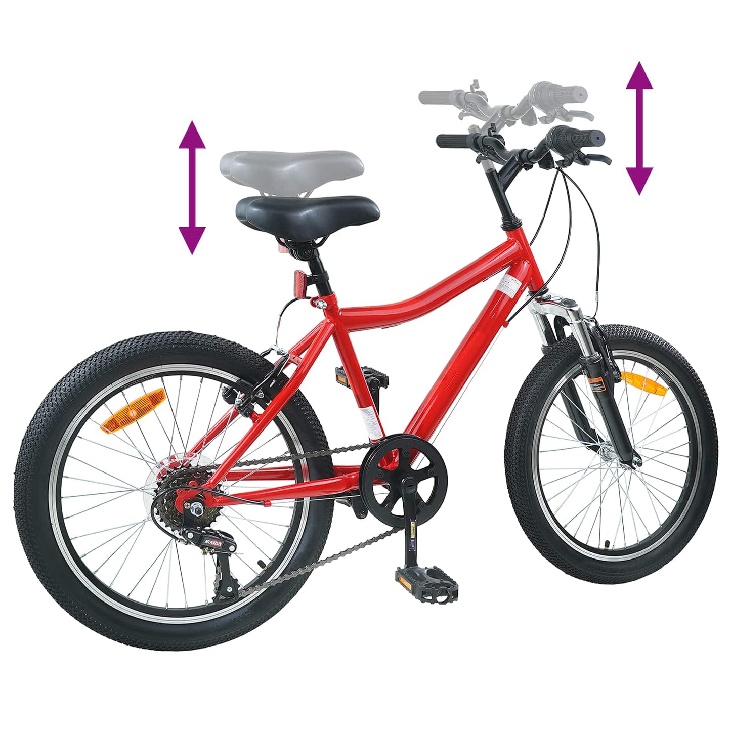 Børnecykel 20 tommer 6-Speed til børn i alderen 6-11 år Rød