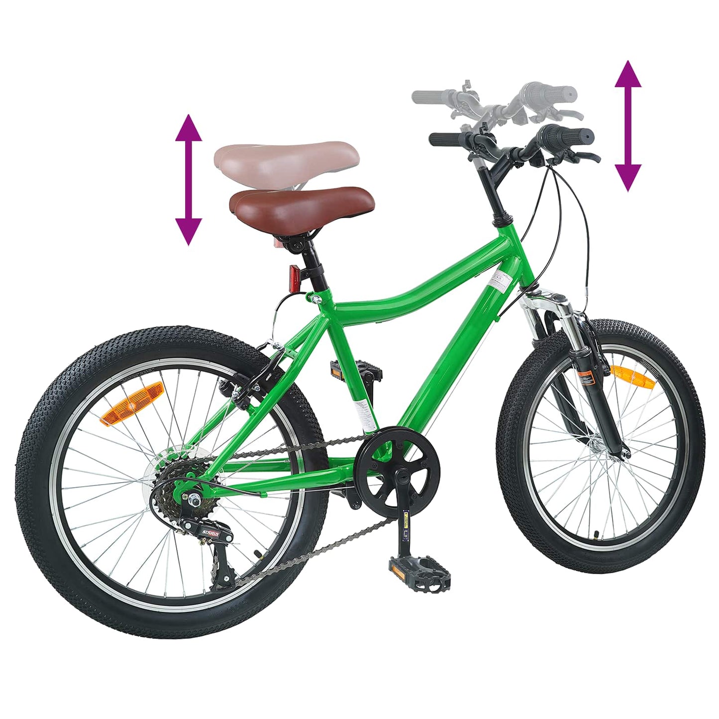 Børnecykel 20 tommer 6-Speed til børn i alderen 6-11 år Grøn