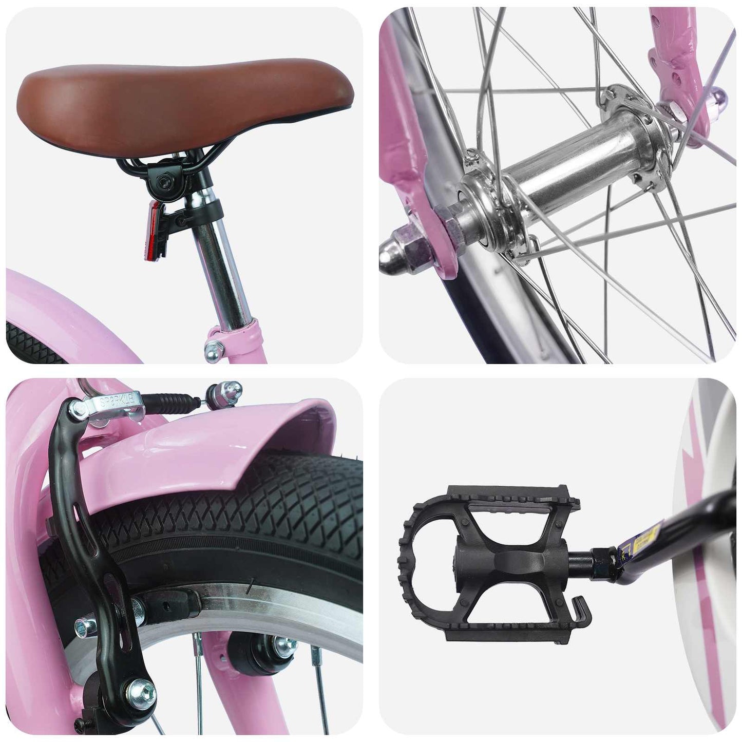 Børnecykel 18 tommer til 5-7 år gammel Lys pink