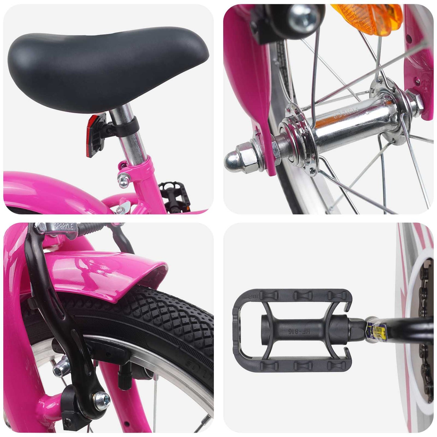 Børnecykel 14 tommer anbefalet til 3-5 år gammel Mørk pink