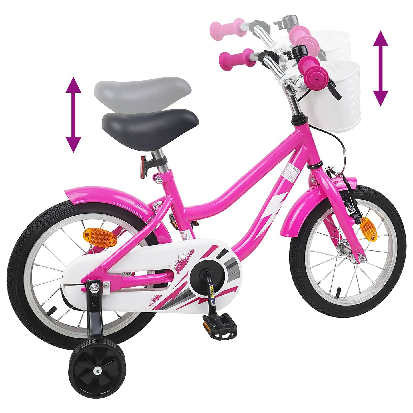 Børnecykel 14 tommer anbefalet til 3-5 år gammel Mørk pink