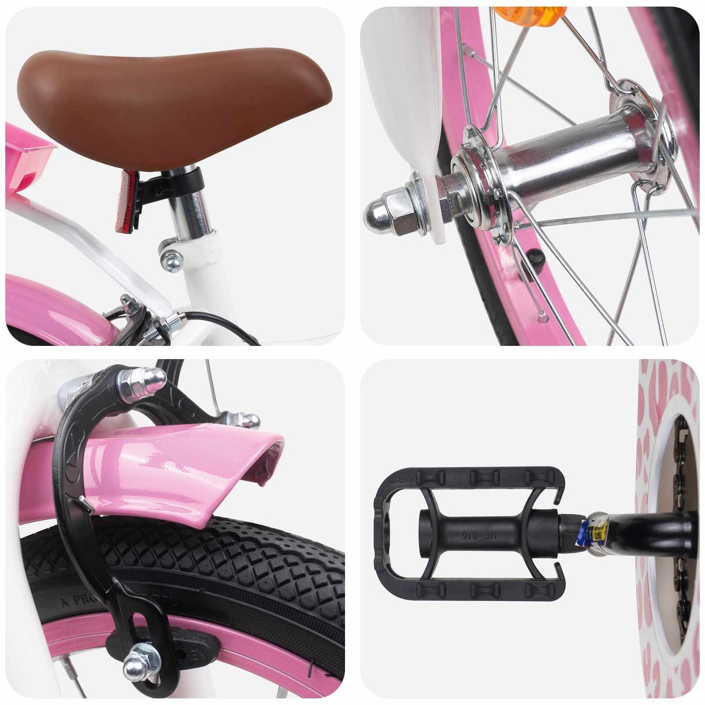 Børnecykel Med Trænehjul 16 tommer til 4-6 år gamle Lys pink
