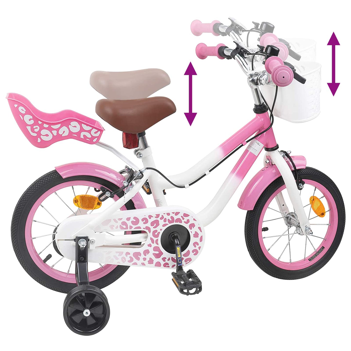 Børnecykel Med Trænehjul 16 tommer til 4-6 år gamle Lys pink