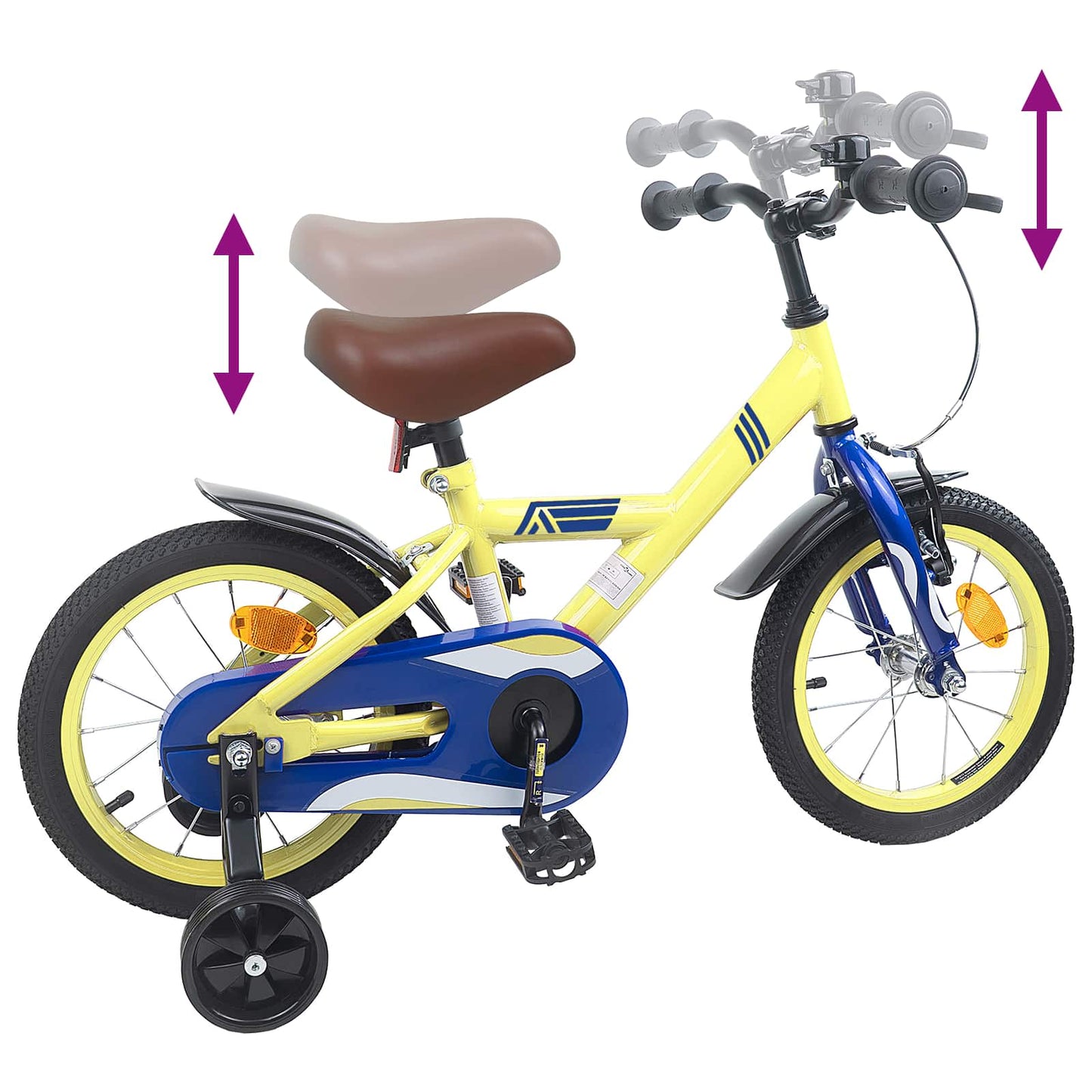 Børnecykel 16 tommer til 4-6 år gamle Gul