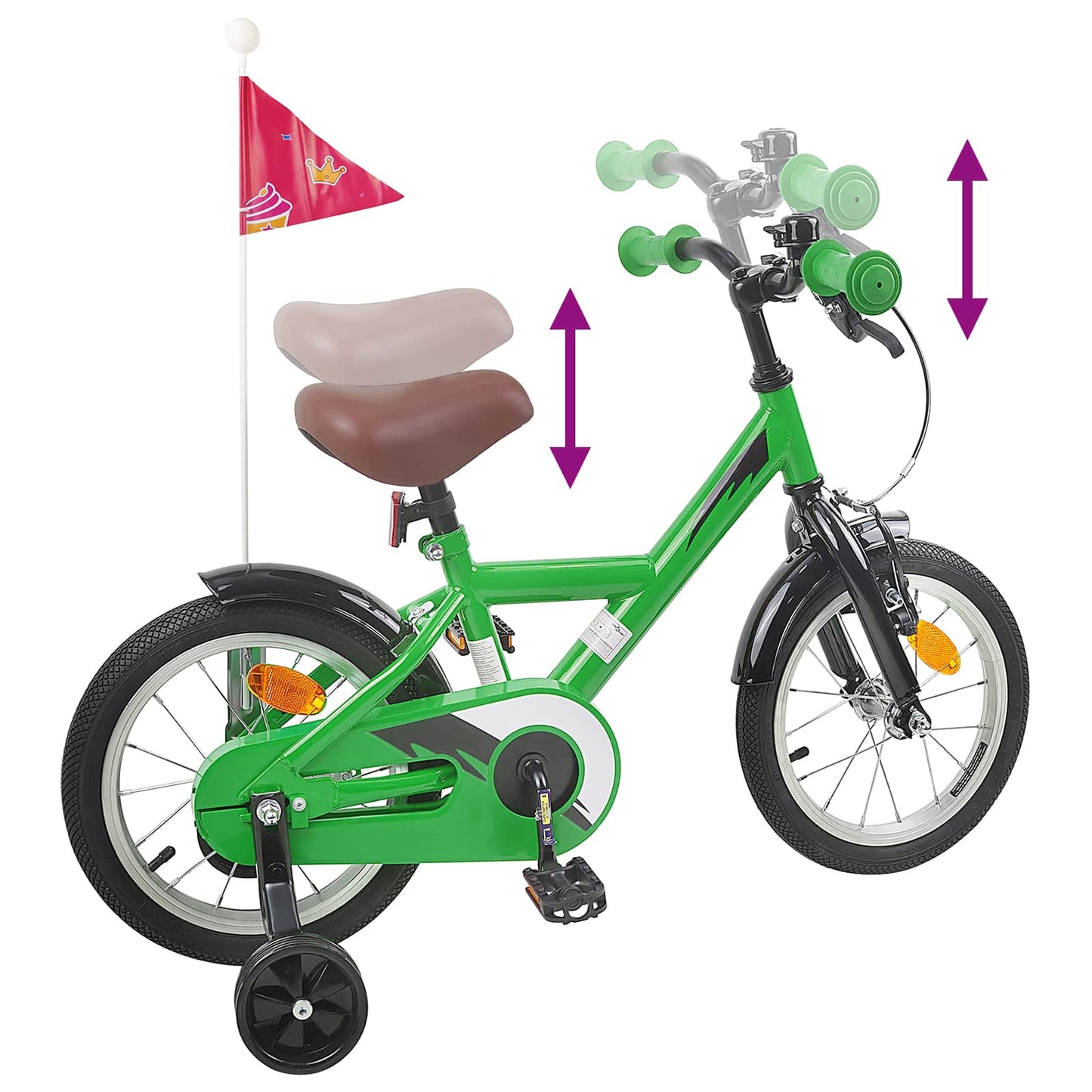 Børnecykel 12 tommer til 2-4 år gamle Grøn