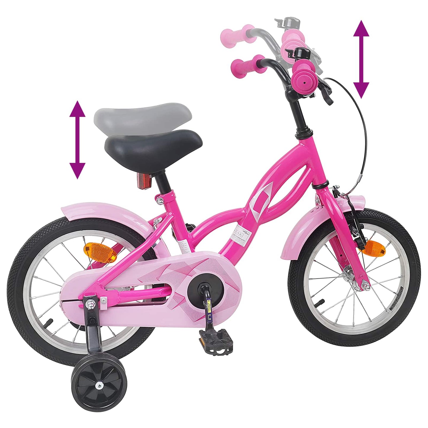 Børnecykel 14 tommer anbefalet til 3-5 år gammel Mørk pink