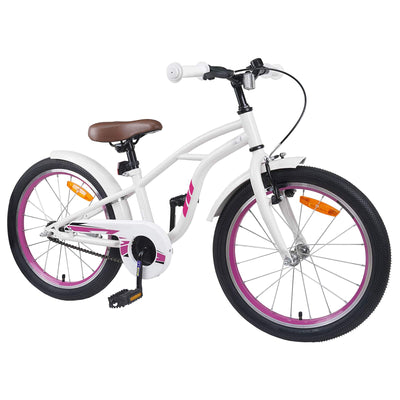 Børnecykel 18 tommer til 5-7 år gammel Hvid