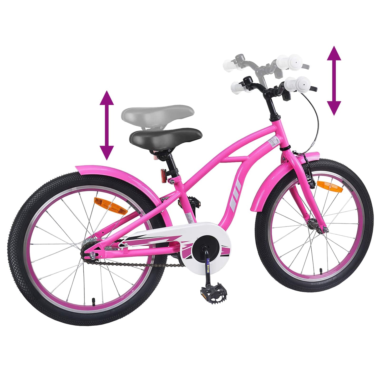Børnecykel 18 tommer til 5-7 år gammel Mørk pink