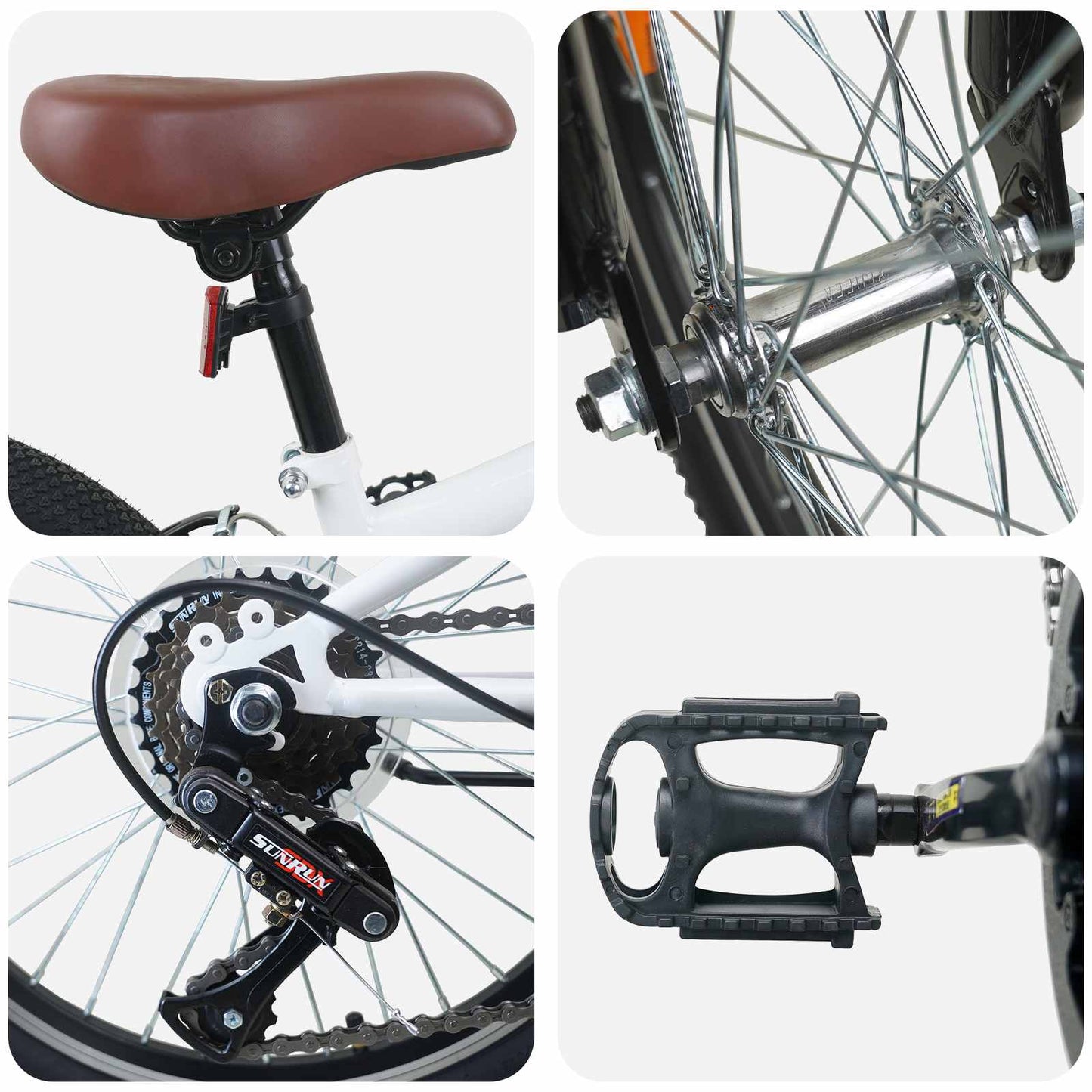 Mountainbike 24 tommer 6-hastighed til 8-12 år Hvid