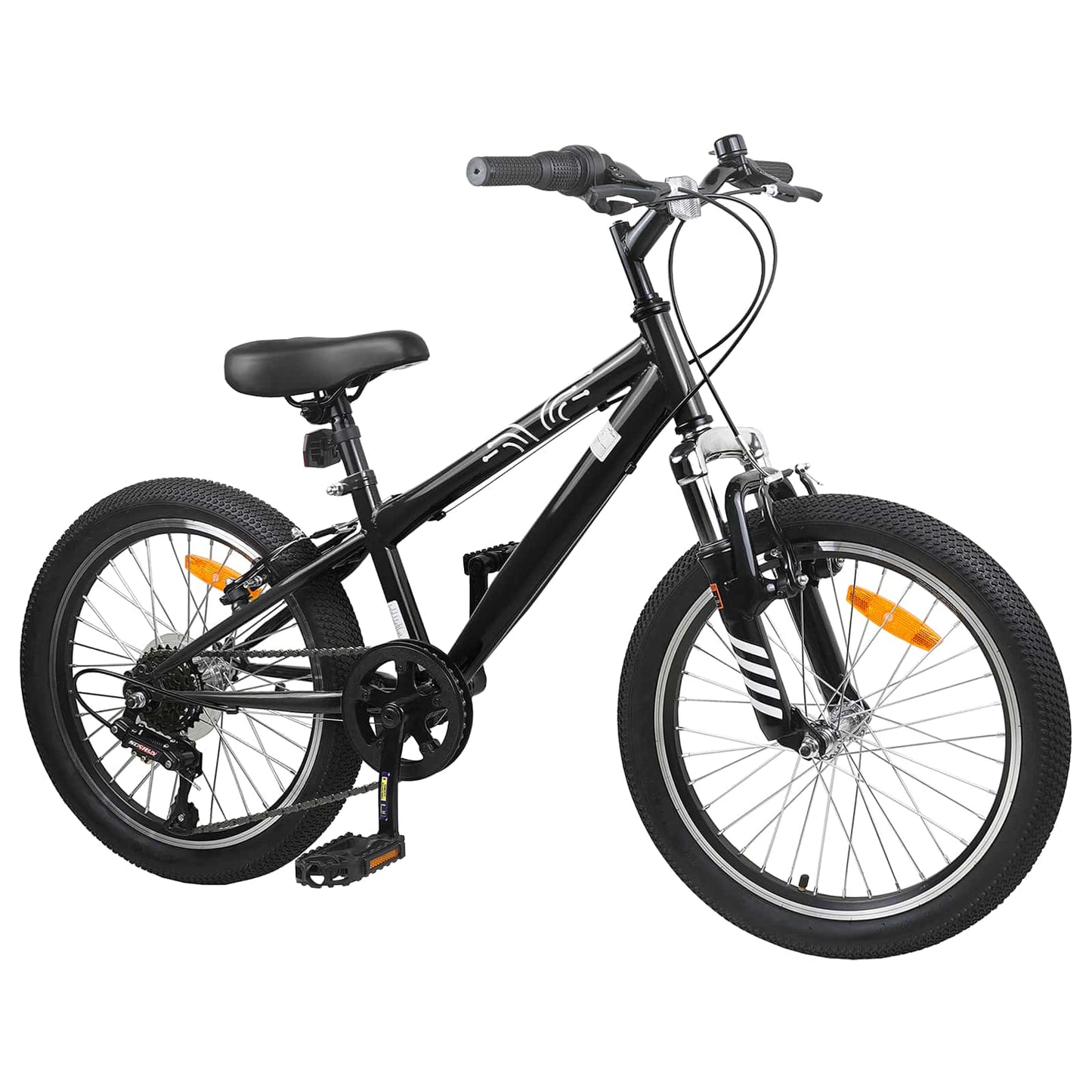Mountainbike 20 tommer 6-hastighed til 5-8 år gamle Sort