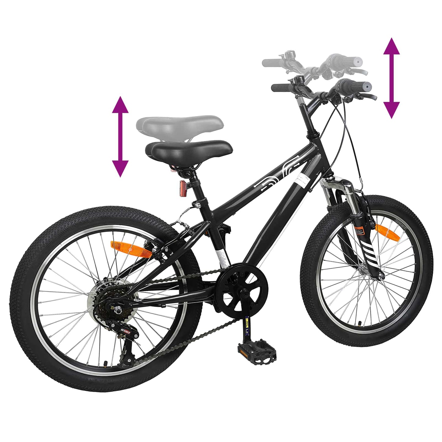 Mountainbike 20 tommer 6-hastighed til 5-8 år gamle Sort