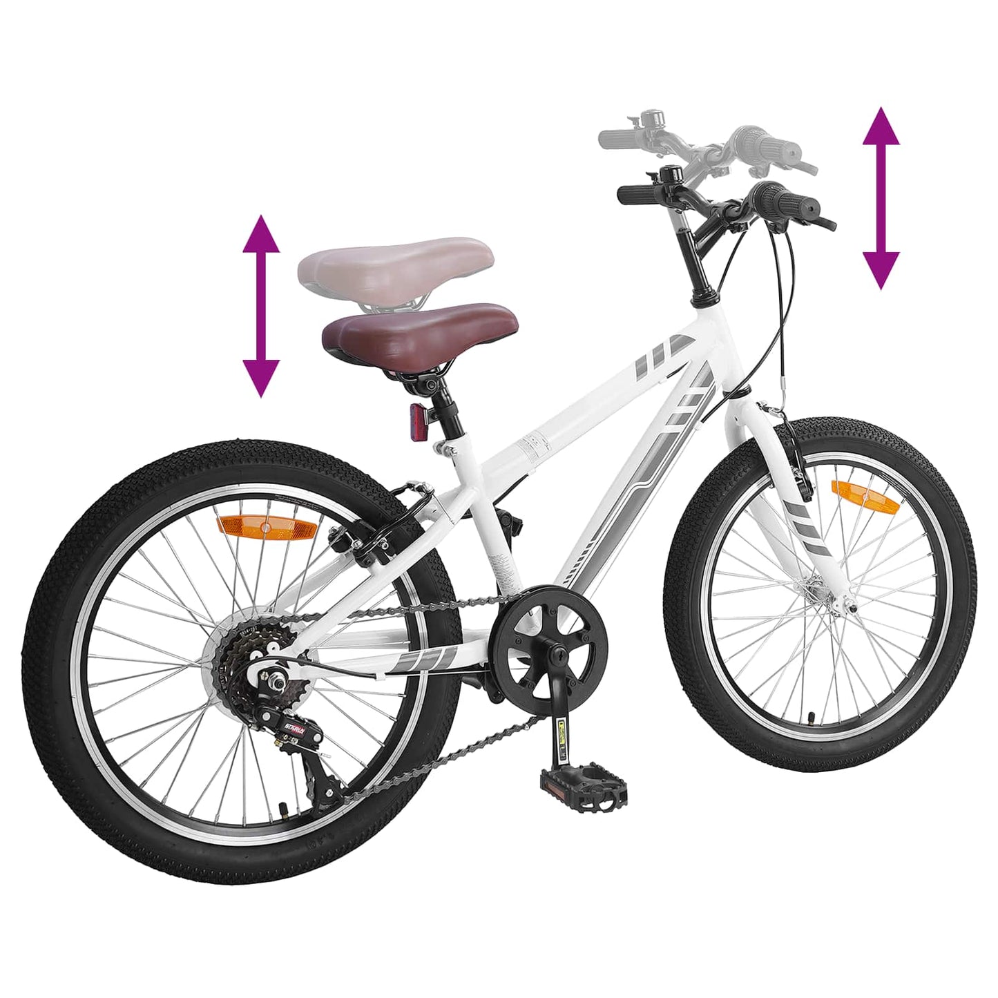 Mountainbike 20 tommer 6-Speed til 5-8 år gamle Hvid