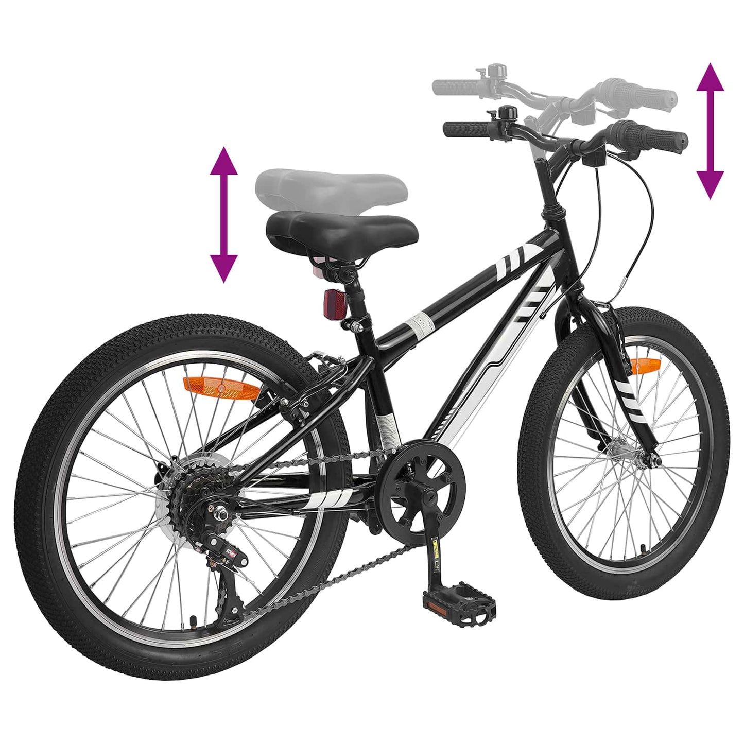 Mountainbike 20 tommer 6-Speed til 5-8 år gamle Sort