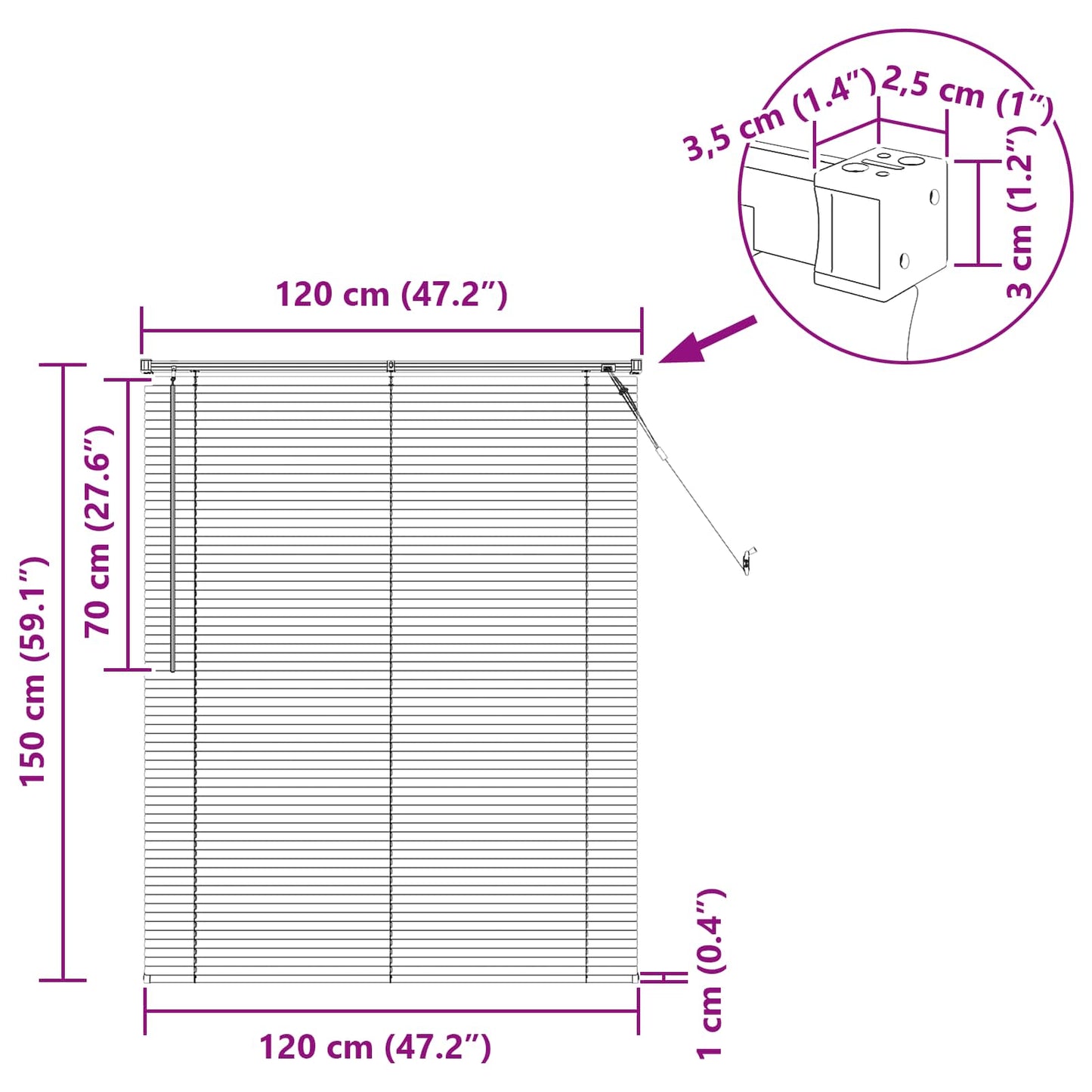 Persienner Hvid 150 x 120 cm 25 mm PVC