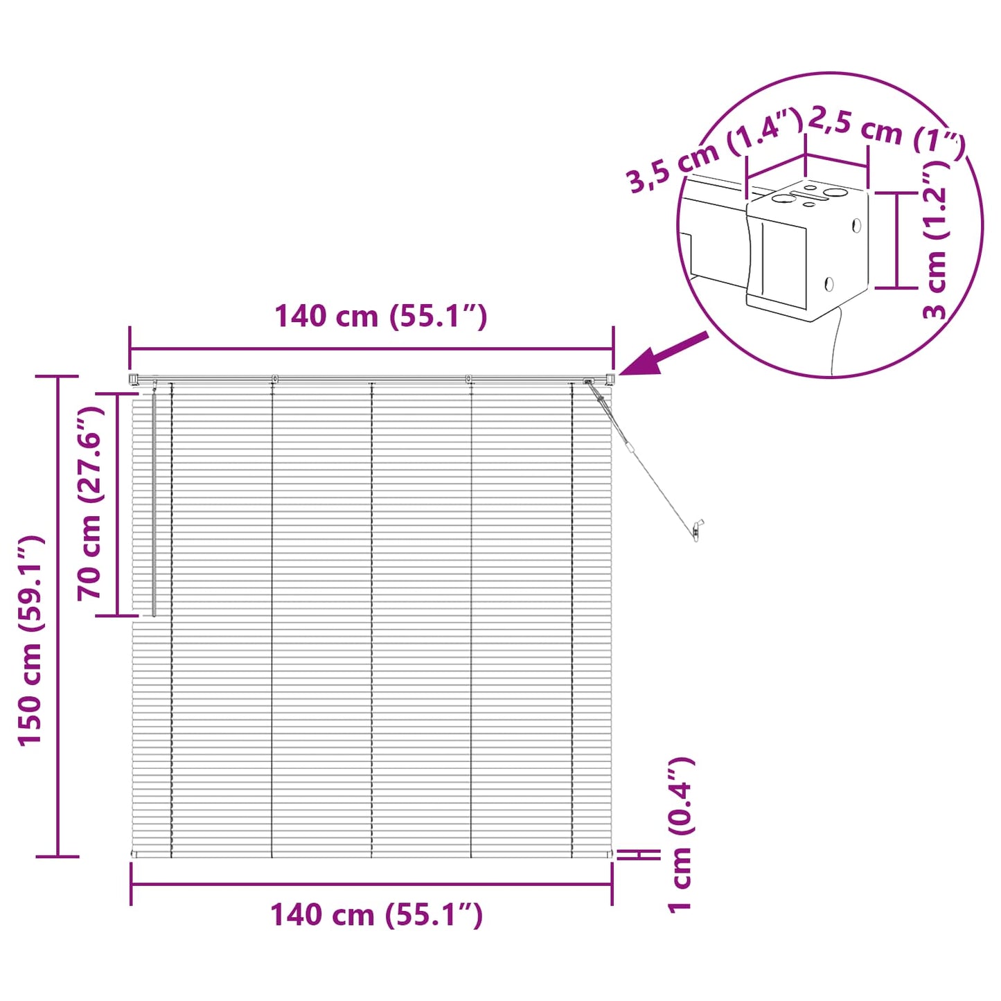Persienner Lys Brun med Mønster 150 x 140 cm 25 mm PVC