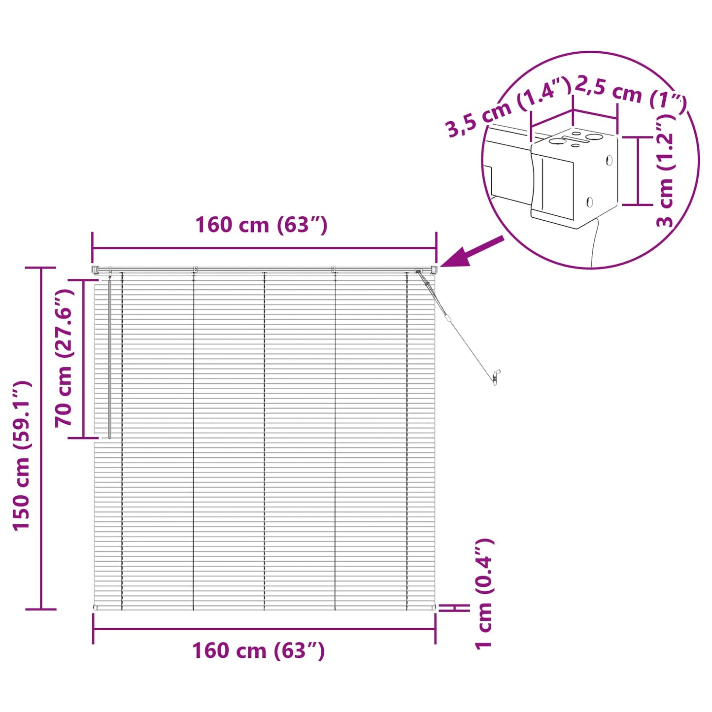 Persienner Lys Brun med Mønster 150 x 160 cm 25 mm PVC