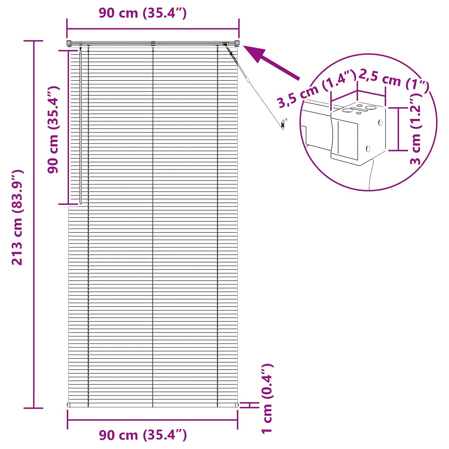 Persienner Mørk Brun med Mønster 213 x 90 cm 25 mm PVC