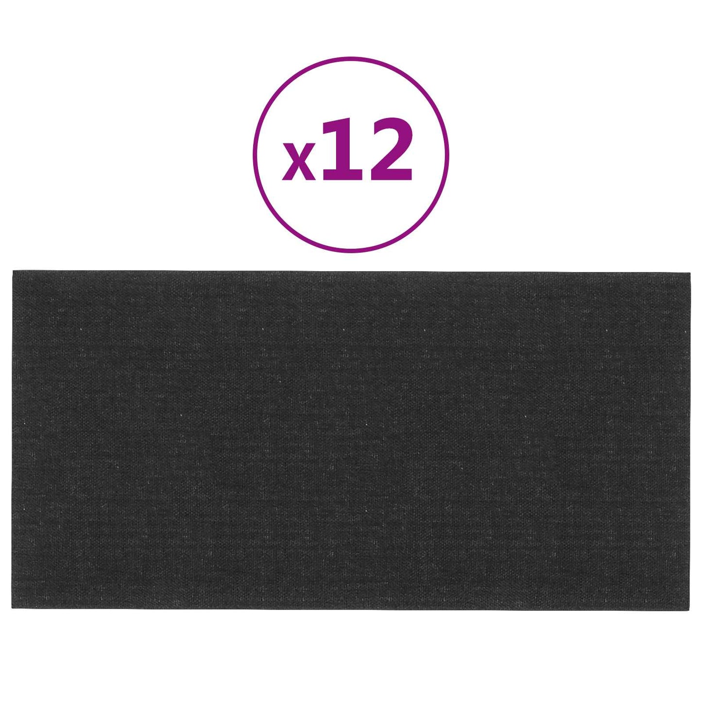 Væghovedgærde 12 pcs 60 x 30 cm Sort Stof