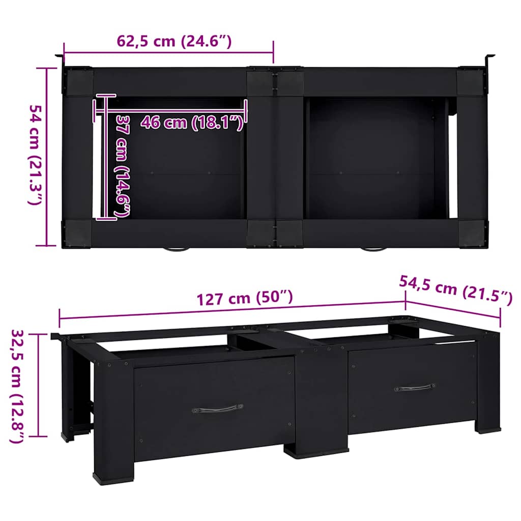 Vaskemaskine Pedestal 2 pcs Sort 127 x 54,5 x 32,5 cm Stål